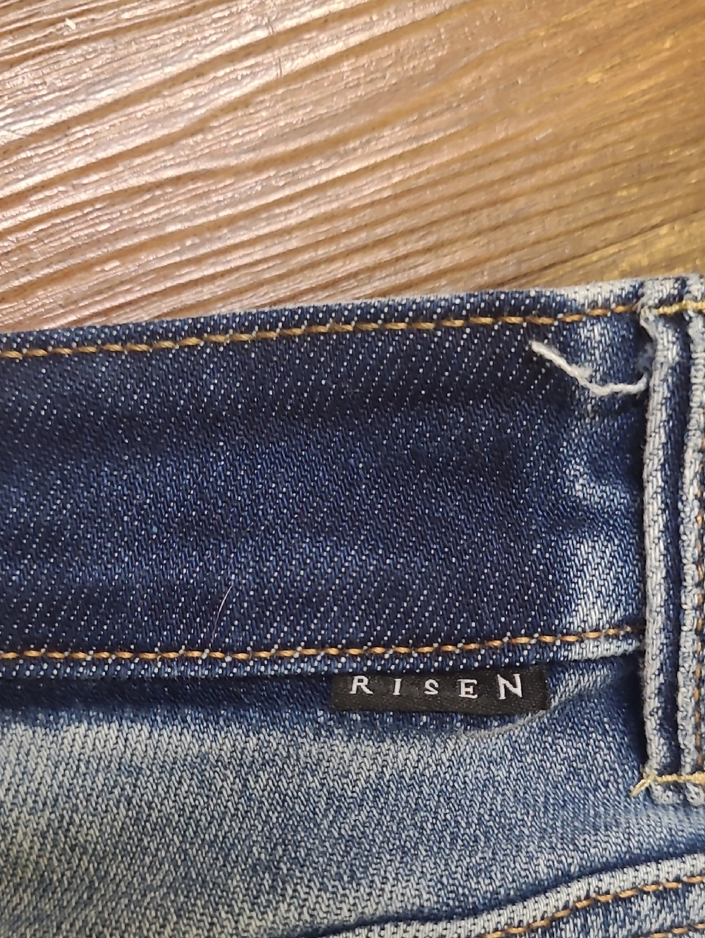 RISEN Straight Leg High-Rise Jeans in Distressed Blue61%cotton used good.9/29. - Picture 11 of 15